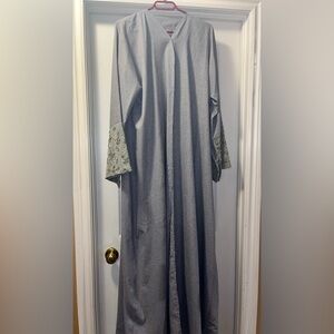 Beautiful grey abaya with embroidered sleeve